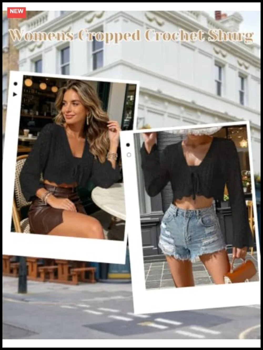 Crochet Tie Front Cropped Cardigan Bell Long Sleeve Knit Shrugs Beach Cover Up